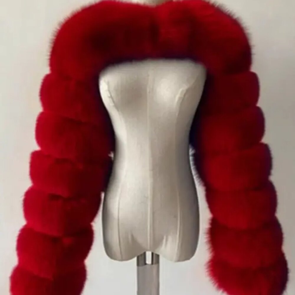 Faux fur sleeve jacket